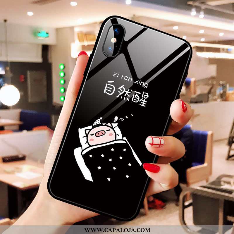 Capa iPhone X Vidro Fofas Feminino Capas Preto, iPhone X Desenho Animado Online