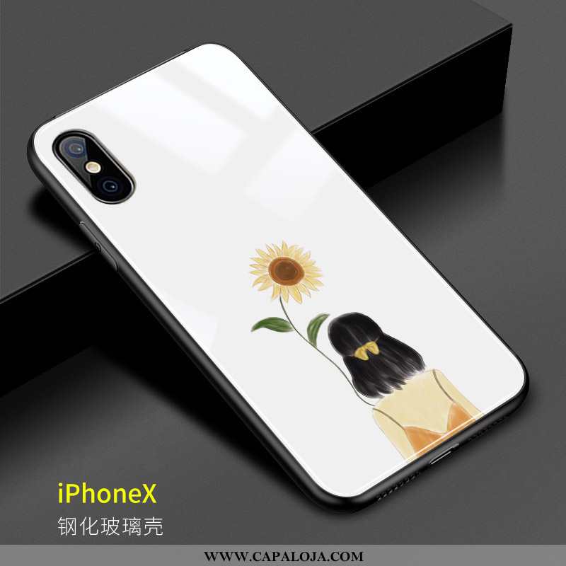 Capa iPhone X Vidro Menina Feminino Capas Branco, iPhone X Criativas Baratas