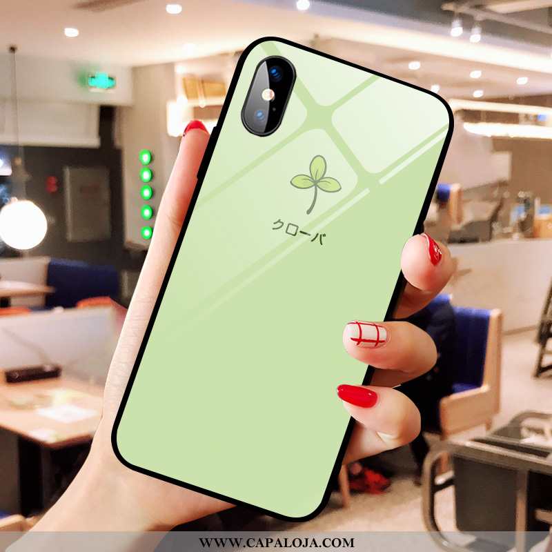 Capa iPhone X Vidro Sorte Moranguinho Telemóvel Rosa, Capas iPhone X Desenho Animado Baratas