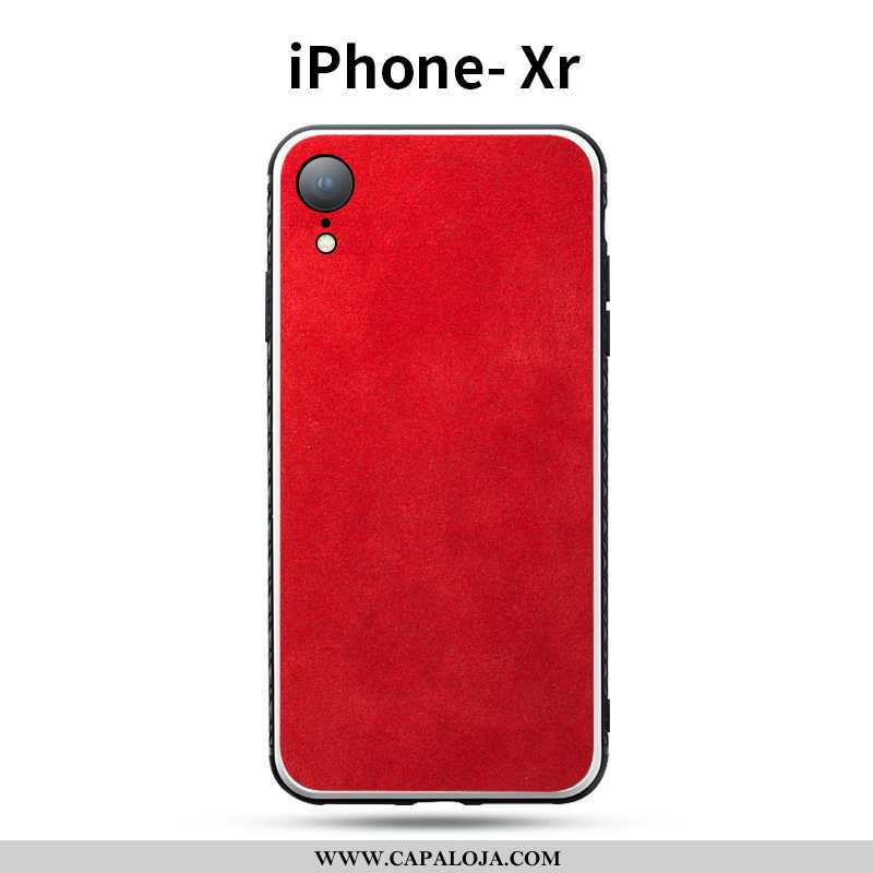 Capa iPhone Xr Couro Bicolor Antiqueda Texturizada Vermelho, Capas iPhone Xr Tendencia Barato