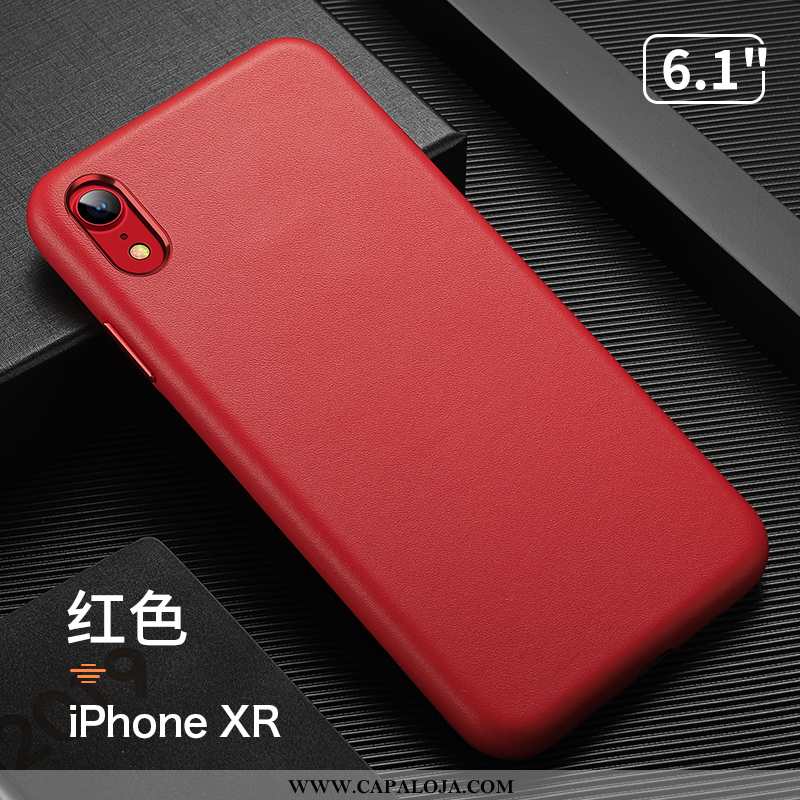 Capa iPhone Xr Criativas Bege Vermelha Personalizada, Capas iPhone Xr Couro Genuíno Comprar