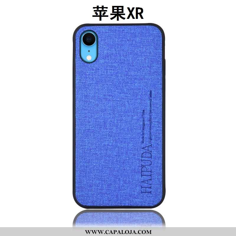 Capa iPhone Xr Linho Antiqueda Azul Protetoras, Capas iPhone Xr Couro Promoção