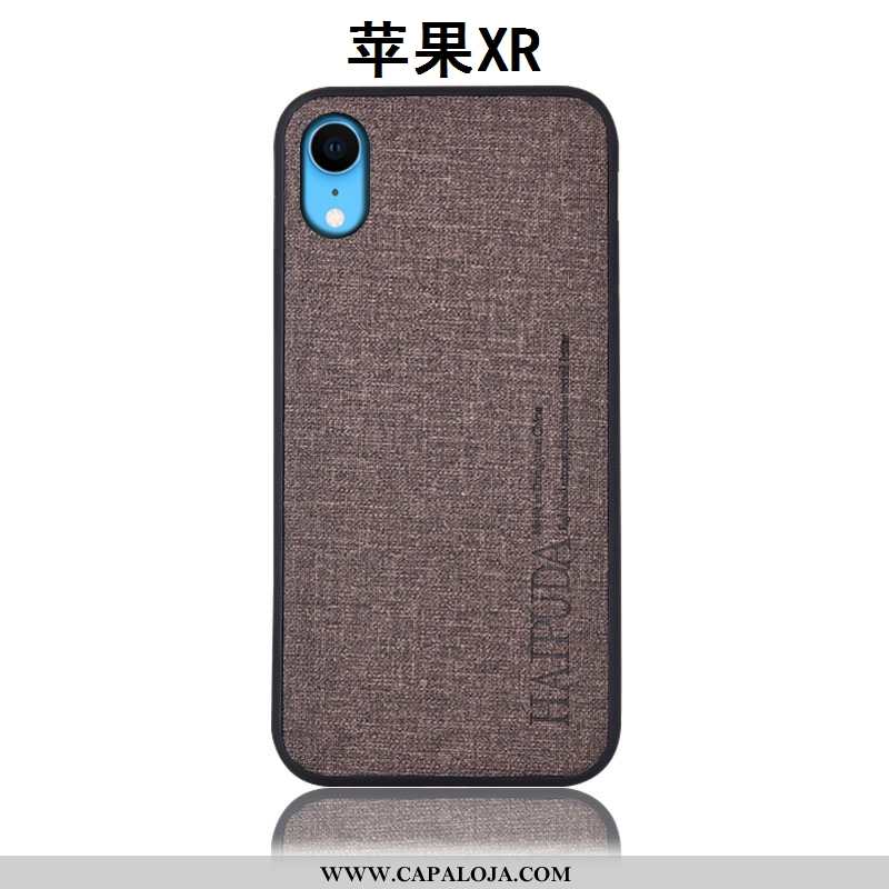 Capa iPhone Xr Linho Antiqueda Azul Protetoras, Capas iPhone Xr Couro Promoção