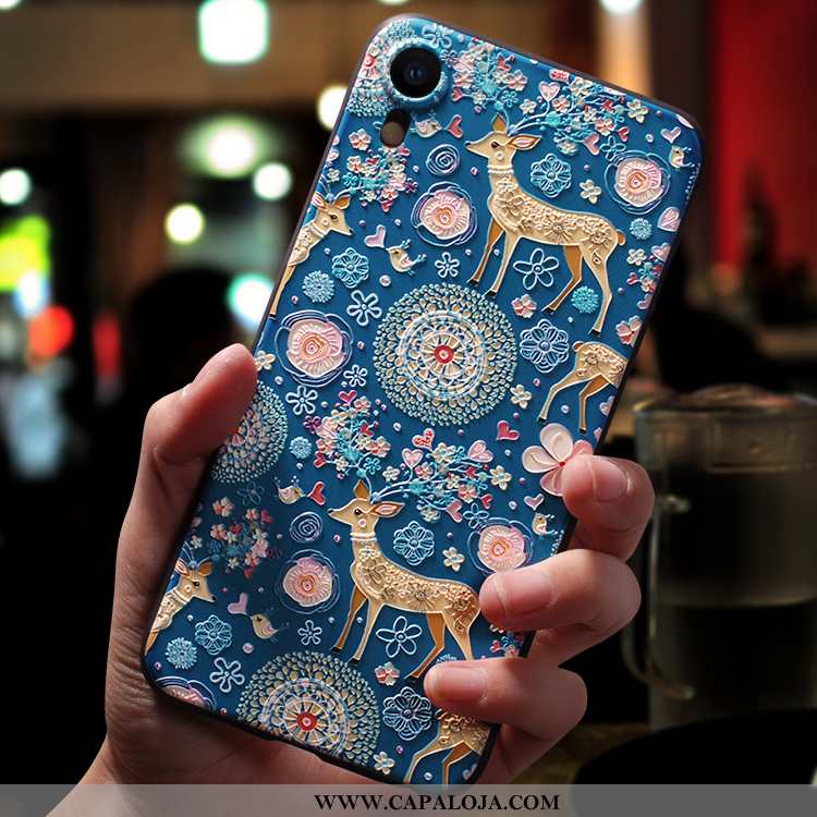 Capa iPhone Xr Personalizado Feminino Vermelha Antiqueda Azul, Capas iPhone Xr Criativas Barato