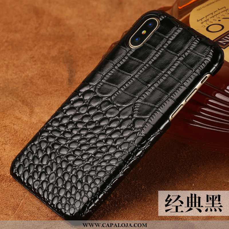 Capa iPhone Xs Couro Legitimo Crocs Preto Telemóvel, Capas iPhone Xs Couro Online