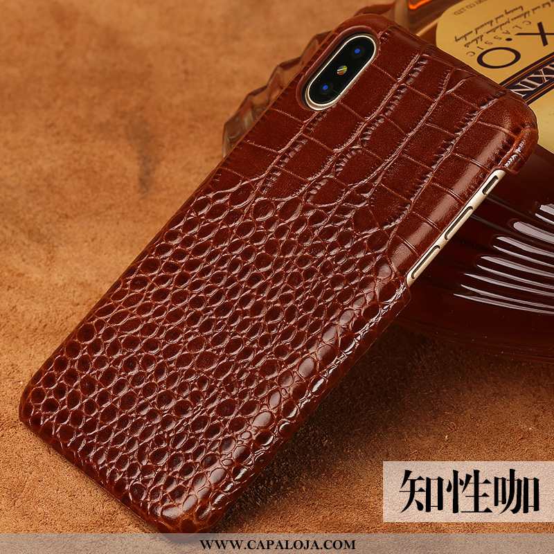 Capa iPhone Xs Couro Legitimo Crocs Preto Telemóvel, Capas iPhone Xs Couro Online