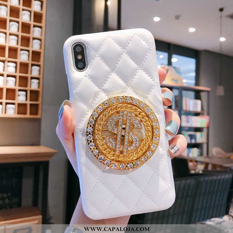 Capa iPhone Xs Couro Malha Capas Feminino Branco, iPhone Xs Protetoras Baratos