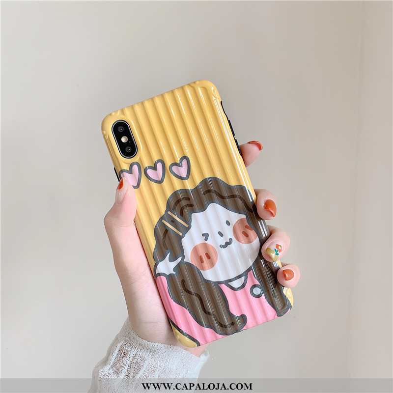 Capa iPhone Xs Criativas Completa Antiqueda Feminino Amarelo, Capas iPhone Xs Desenho Animado Barato