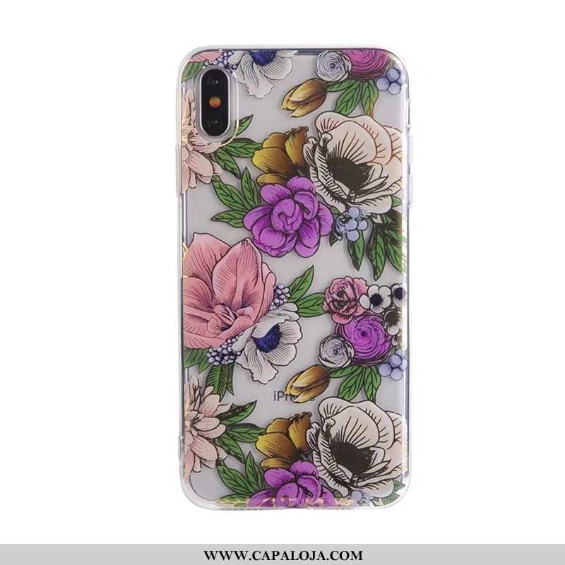 Capa iPhone Xs Max Clara Telemóvel Roxa Florais Roxo, Capas iPhone Xs Max Soft Baratas