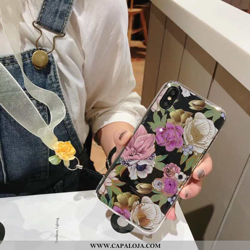 Capa iPhone Xs Max Clara Telemóvel Roxa Florais Roxo, Capas iPhone Xs Max Soft Baratas