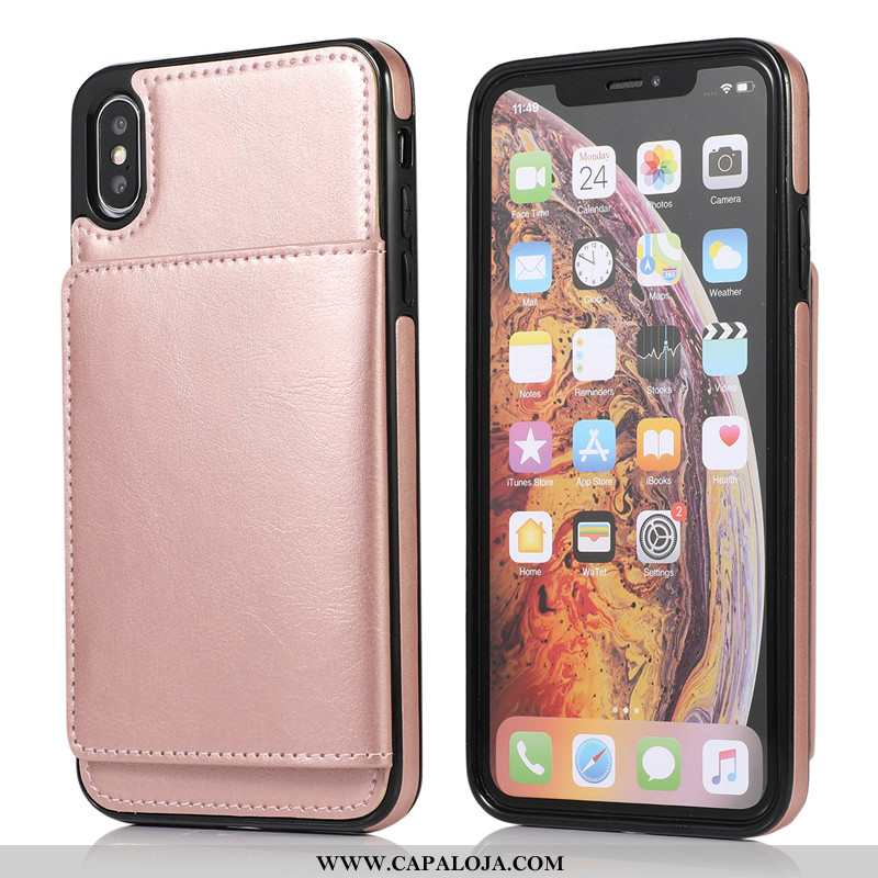 Capa iPhone Xs Max Couro Capas Rosa Telemóvel, iPhone Xs Max Criativas Baratas