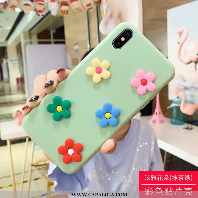 Capa iPhone Xs Max Criativas Bonitos Malha Capas Verde, iPhone Xs Max Desenho Animado Baratos