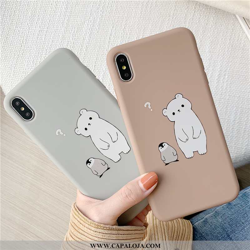 Capa iPhone Xs Max Fofas Desenho Animado Cinza Pinguim, Capas iPhone Xs Max Super Baratos