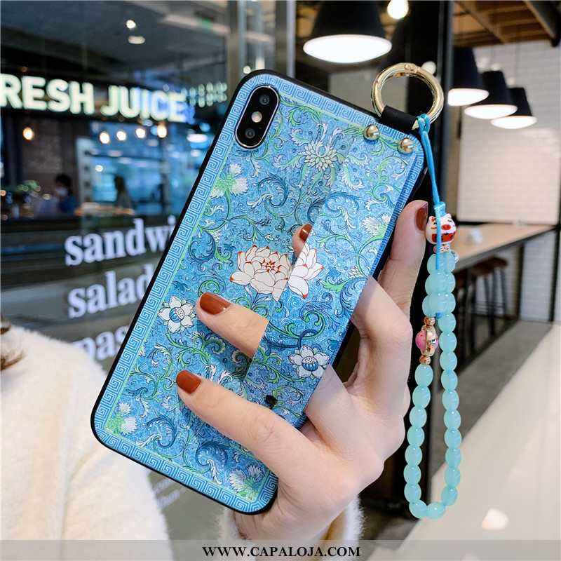 Capa iPhone Xs Max Retro Capas Suporte Telemóvel Azul, iPhone Xs Max Soft Barato