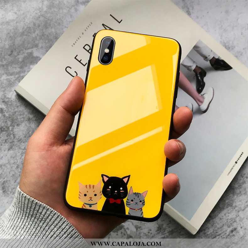 Capa iPhone Xs Max Silicone Criativas Bonitos Cases Amarelo, Capas iPhone Xs Max Vidro Promoção