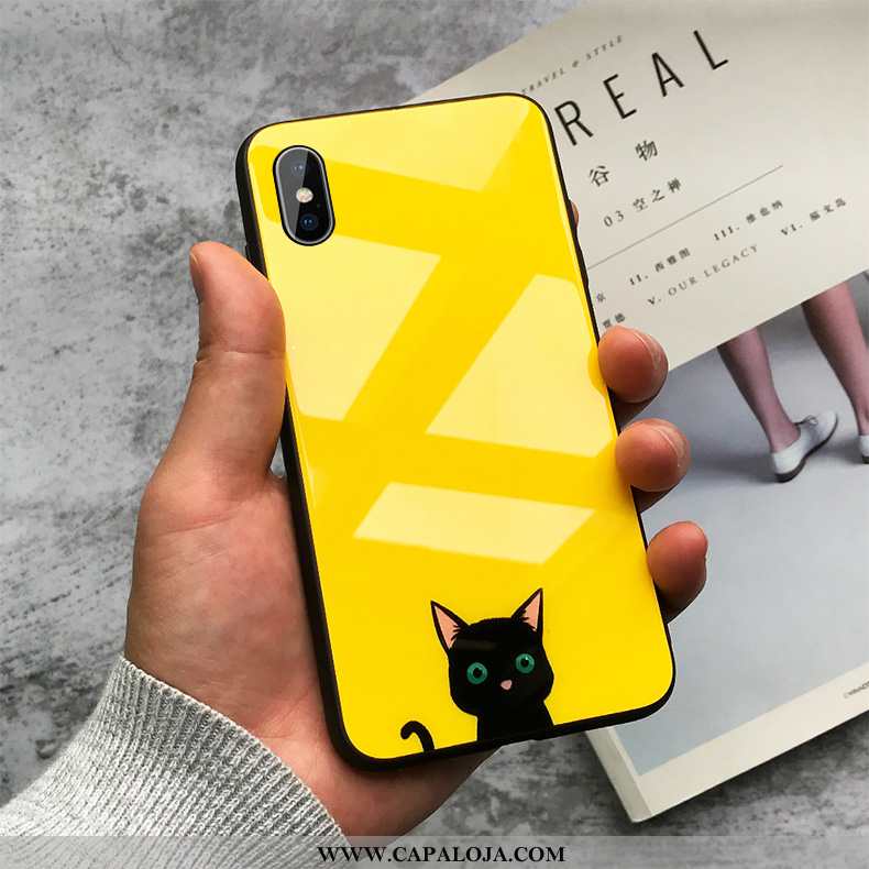 Capa iPhone Xs Max Silicone Criativas Bonitos Cases Amarelo, Capas iPhone Xs Max Vidro Promoção