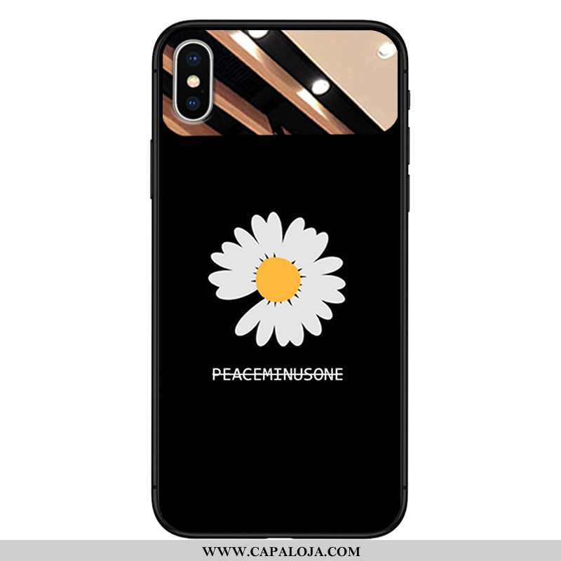 Capa iPhone Xs Max Vidro Telemóvel Crisântemo Malha Preto, Capas iPhone Xs Max Tendencia Comprar