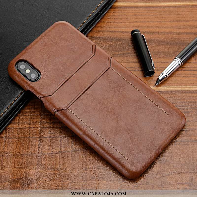 Capa iPhone Xs Protetoras Cases Vaca Couro Genuíno Castanho, Capas iPhone Xs Luxo Baratas