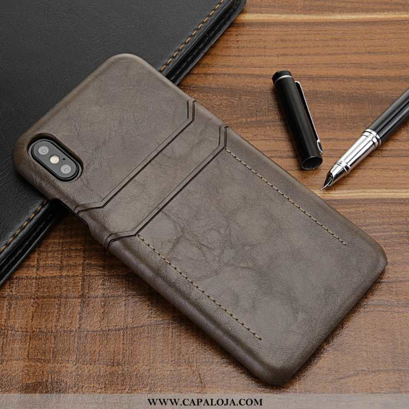 Capa iPhone Xs Protetoras Cases Vaca Couro Genuíno Castanho, Capas iPhone Xs Luxo Baratas