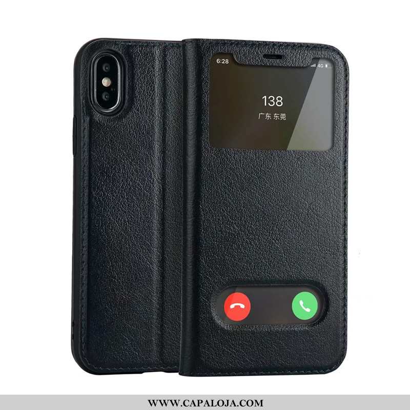 Capa iPhone Xs Protetoras Telemóvel Preto Nova, Capas iPhone Xs Couro Legitimo Baratos