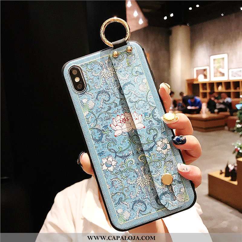 Capa iPhone Xs Retro Midi Azul Cases, Capas iPhone Xs Silicone Promoção