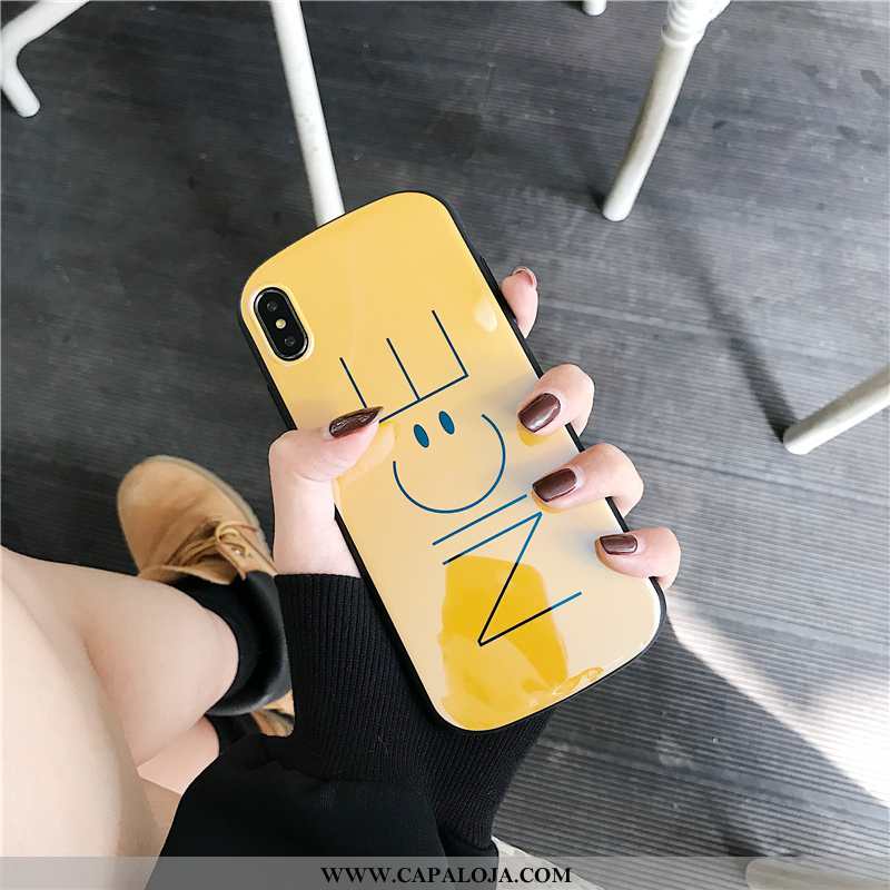 Capa iPhone Xs Silicone Criativas Antiqueda Casal Amarelo, Capas iPhone Xs Personalizada Venda