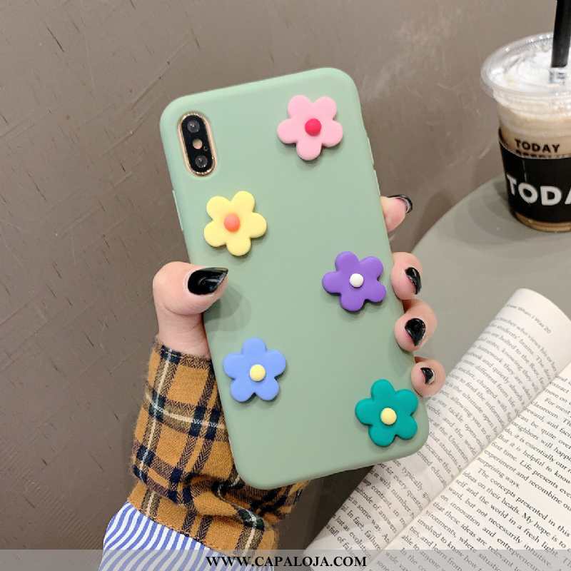 Capa iPhone Xs Silicone Feminino Antiqueda Florido Laranja, Capas iPhone Xs Soft Baratos