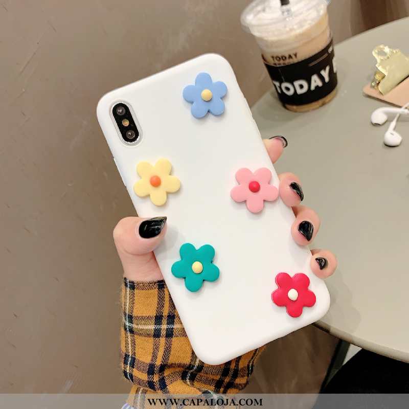 Capa iPhone Xs Silicone Feminino Antiqueda Florido Laranja, Capas iPhone Xs Soft Baratos