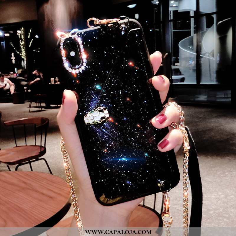 Capa iPhone Xs Strass Feminino Malha Tendencia Preto, Capas iPhone Xs Personalizado Venda