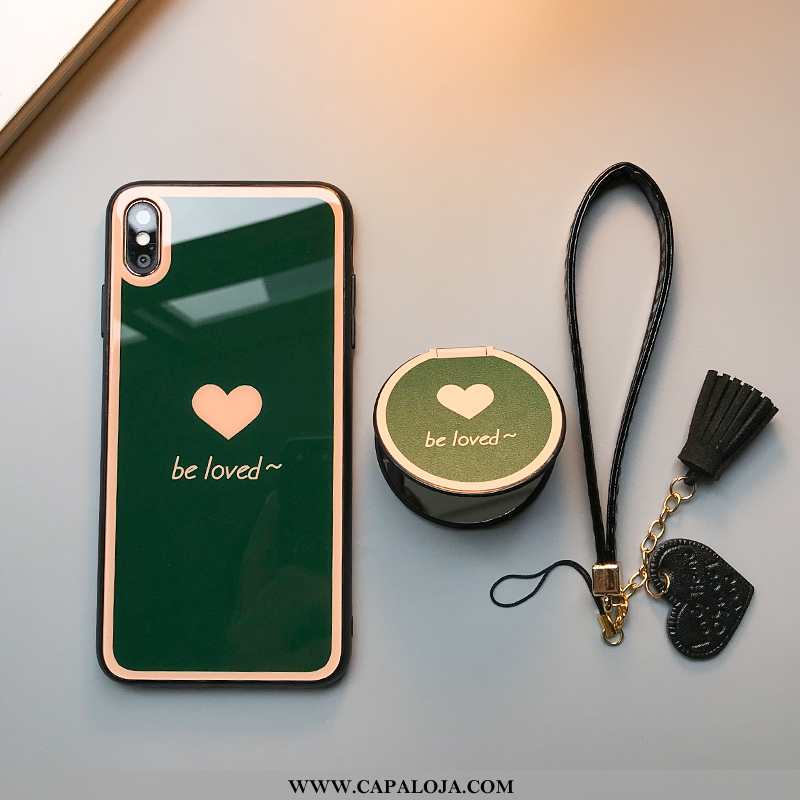 Capa iPhone Xs Tendencia Telemóvel Capas Vidro Verde, iPhone Xs Silicone Barato