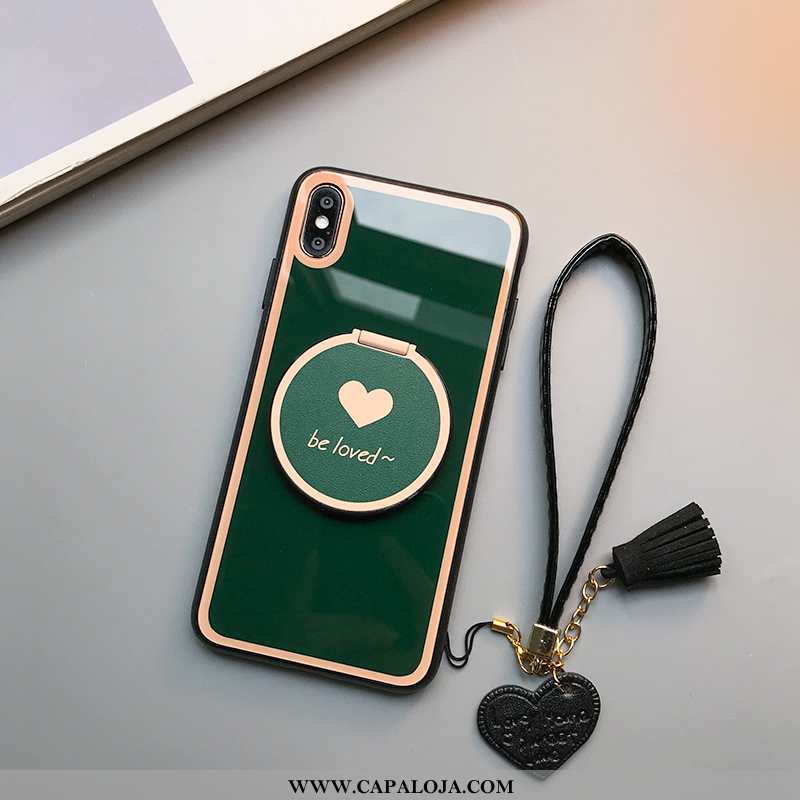 Capa iPhone Xs Tendencia Telemóvel Capas Vidro Verde, iPhone Xs Silicone Barato