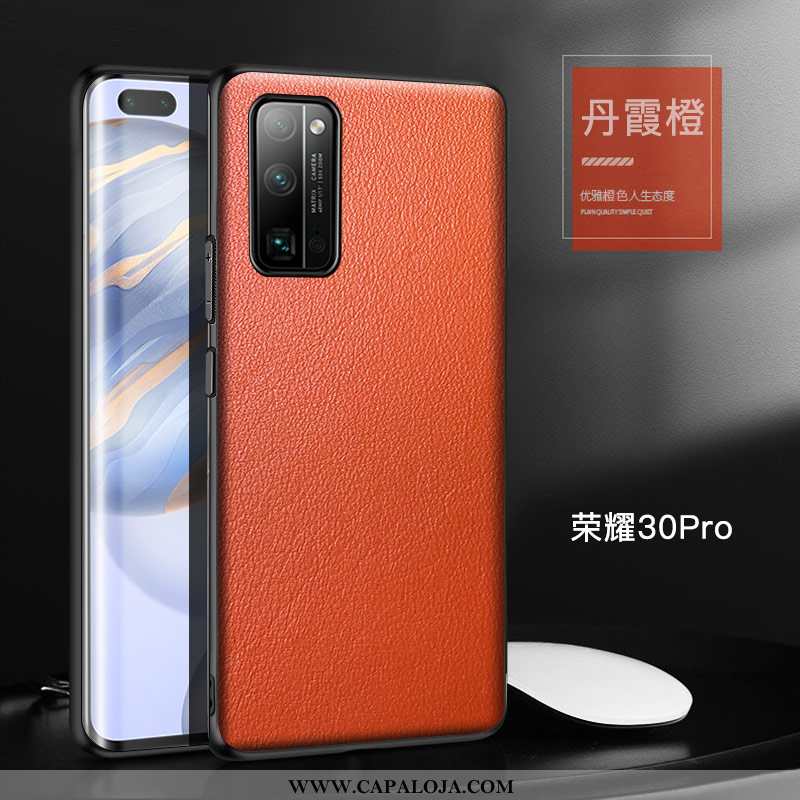 Capas Honor 30 Pro Personalizado Laranja Masculino Cases, Capa Honor 30 Pro Couro Genuíno Promoção