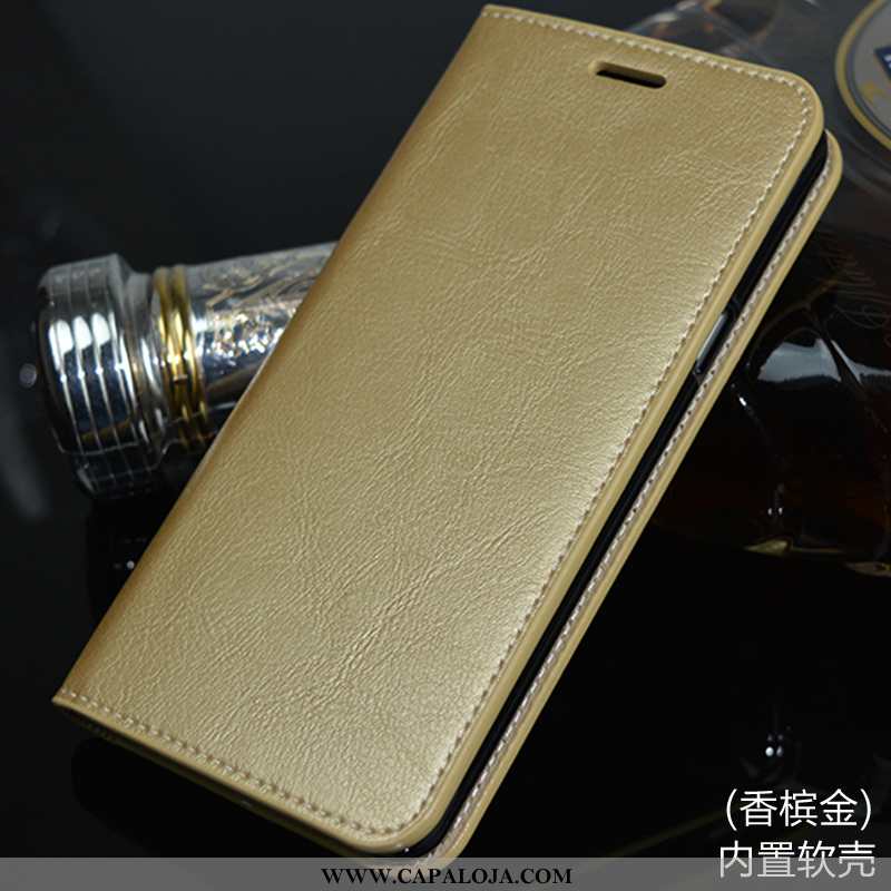 Capas Huawei Mate 10 Lite Couro Genuíno Telemóvel Cover Dourado, Capa Huawei Mate 10 Lite Cases Bara