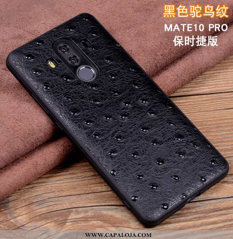 Capas Huawei Mate 10 Pro Couro Feminino Genuíno Cases Preto, Capa Huawei Mate 10 Pro Protetoras Comp