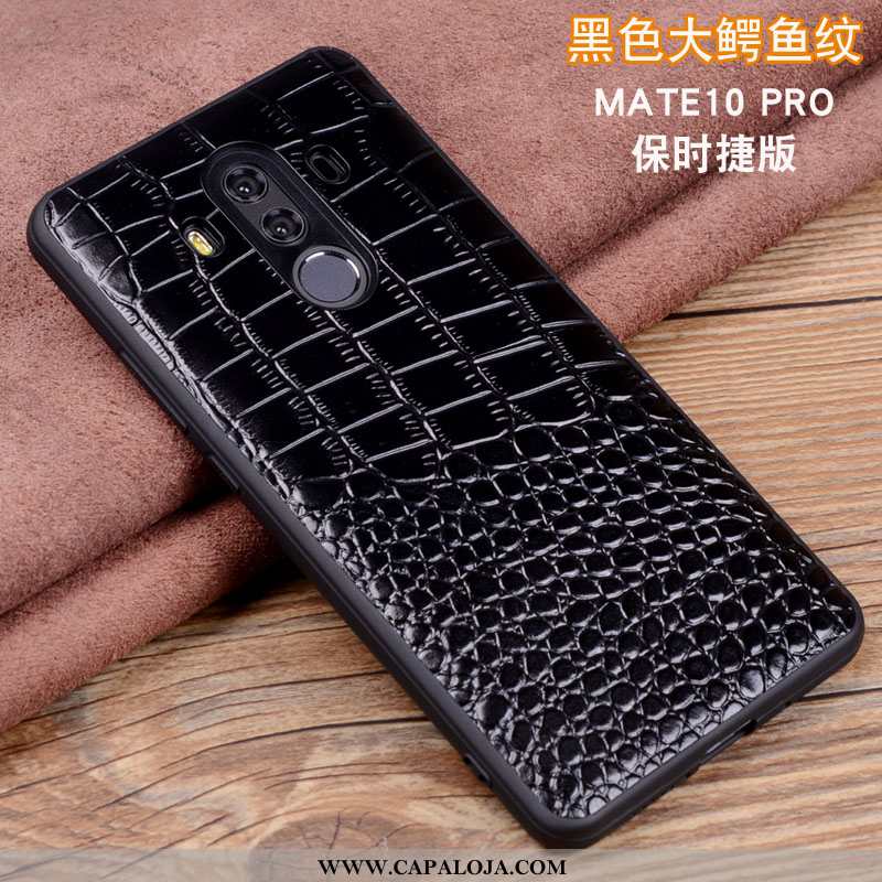 Capas Huawei Mate 10 Pro Couro Feminino Genuíno Cases Preto, Capa Huawei Mate 10 Pro Protetoras Comp