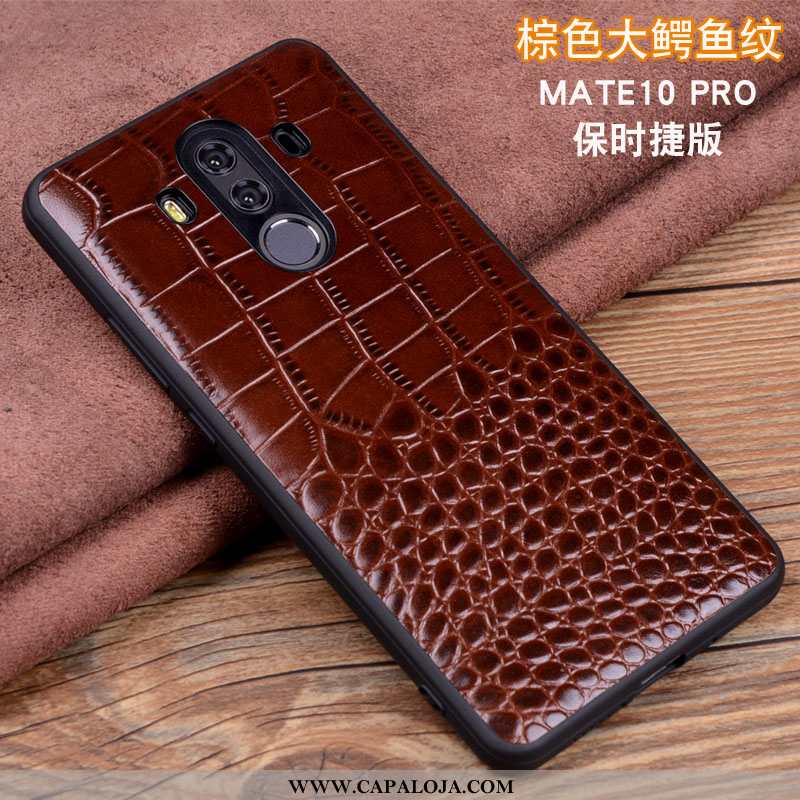 Capas Huawei Mate 10 Pro Couro Feminino Genuíno Cases Preto, Capa Huawei Mate 10 Pro Protetoras Comp