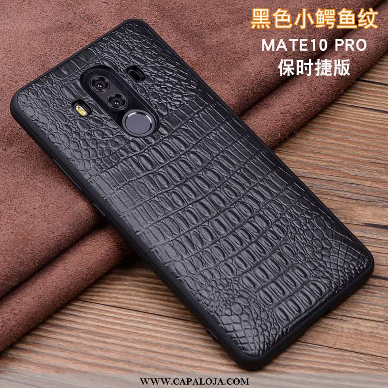 Capas Huawei Mate 10 Pro Couro Feminino Genuíno Cases Preto, Capa Huawei Mate 10 Pro Protetoras Comp