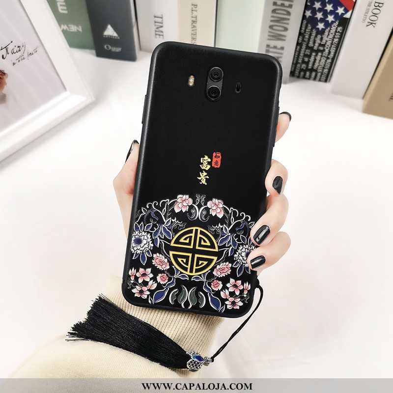 Capas Huawei Mate 10 Retro Feminino Estampada Preto, Capa Huawei Mate 10 Tendencia Baratos