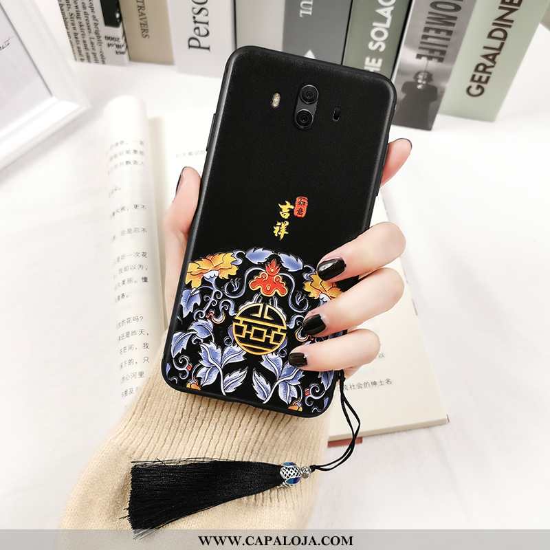 Capas Huawei Mate 10 Retro Feminino Estampada Preto, Capa Huawei Mate 10 Tendencia Baratos