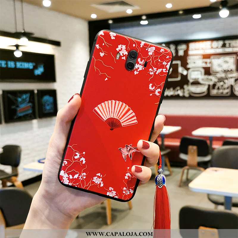 Capas Huawei Mate 10 Silicone Protetoras Telemóvel Vermelha Vermelho, Capa Huawei Mate 10 Retro Bara