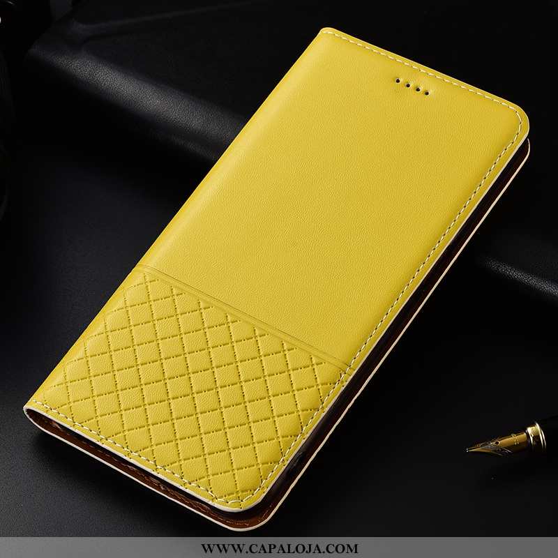 Capas Huawei Mate 20 Lite Couro Cases Genuíno Frente Amarelo, Capa Huawei Mate 20 Lite Protetoras Pr