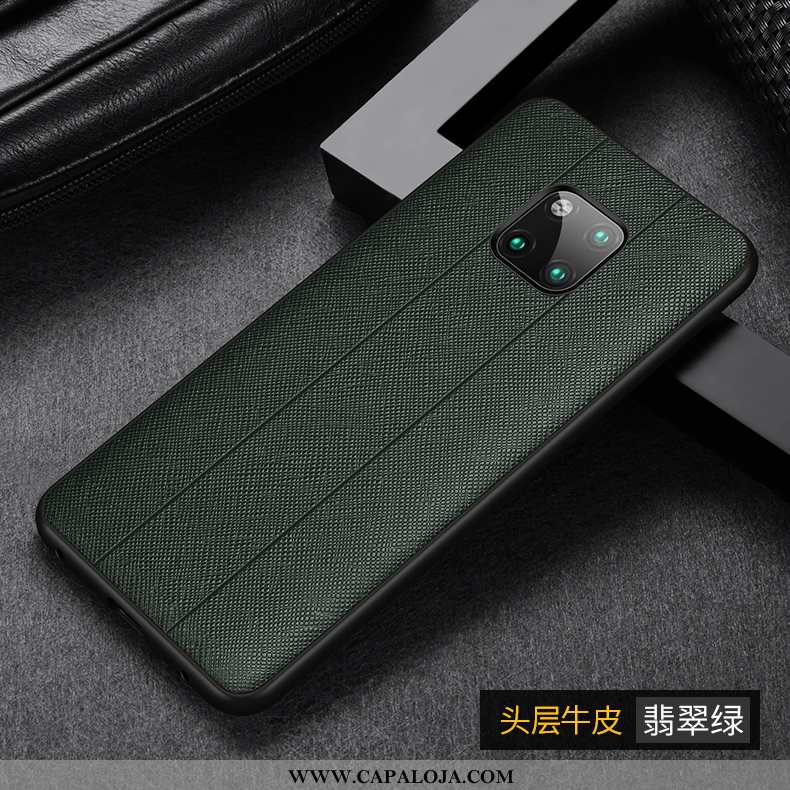 Capas Huawei Mate 20 Pro Couro Legitimo De Grau Telemóvel Verde, Capa Huawei Mate 20 Pro Protetoras 