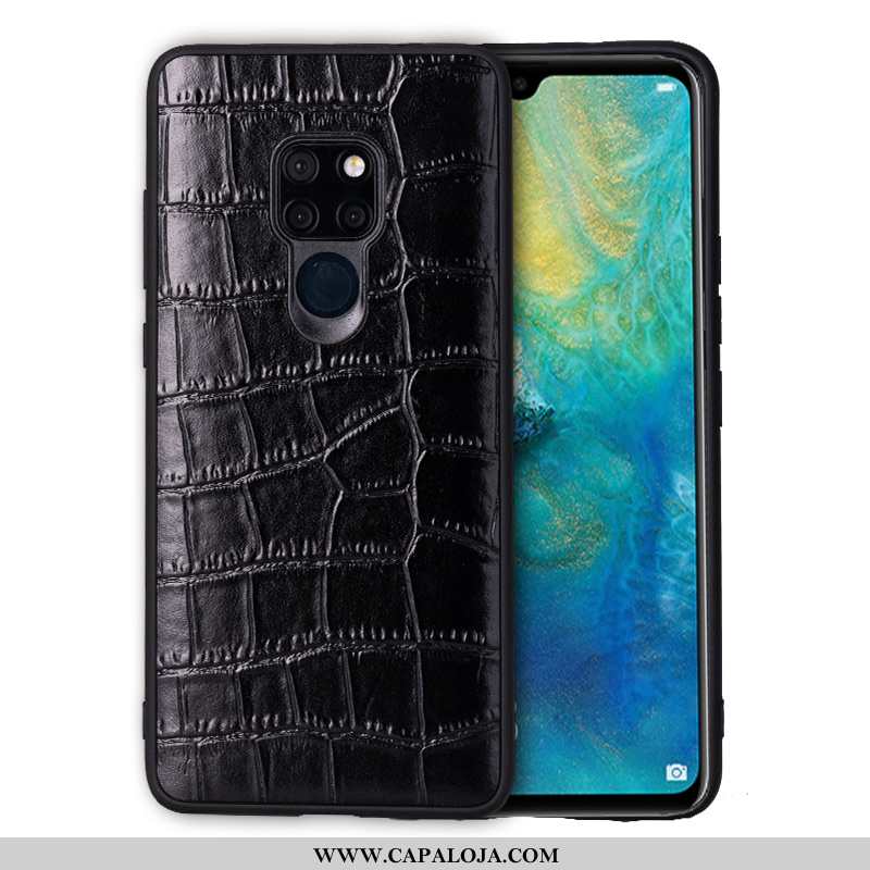 Capas Huawei Mate 20 X Luxo Preto Couro, Capa Huawei Mate 20 X Couro Genuíno Venda