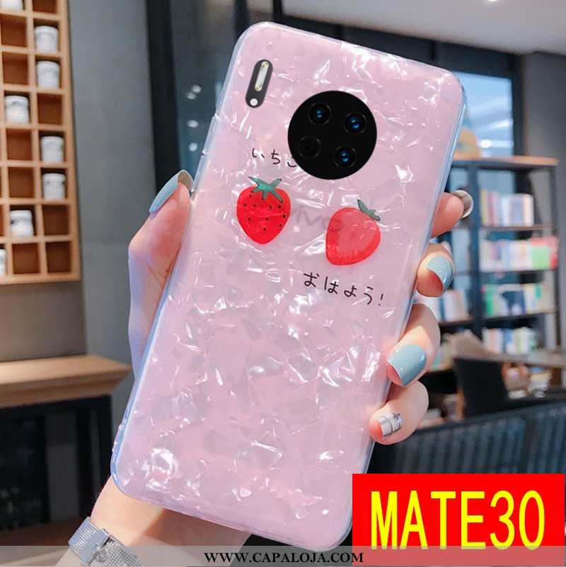 Capas Huawei Mate 30 Criativas Antiqueda Malha Vermelha Rosa, Capa Huawei Mate 30 Soft Baratas