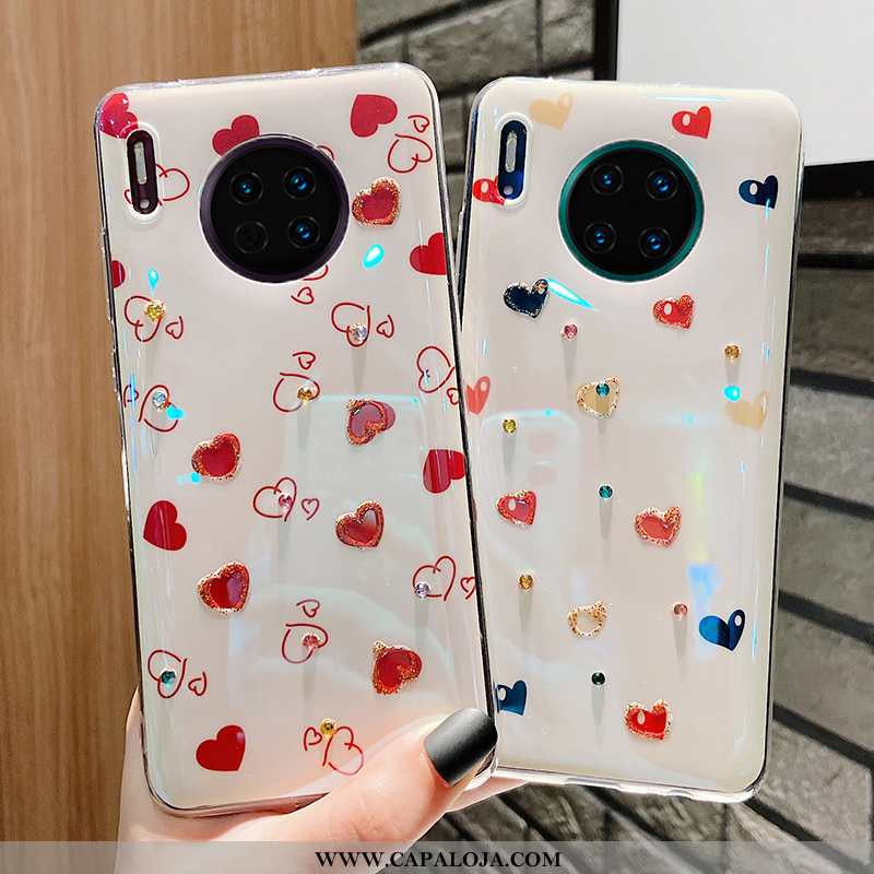 Capas Huawei Mate 30 Pro Silicone Coração Protetoras Telemóvel Branco, Capa Huawei Mate 30 Pro Tende