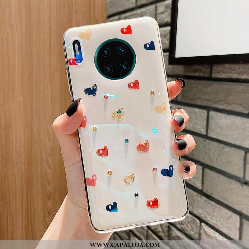 Capas Huawei Mate 30 Pro Silicone Coração Protetoras Telemóvel Branco, Capa Huawei Mate 30 Pro Tende