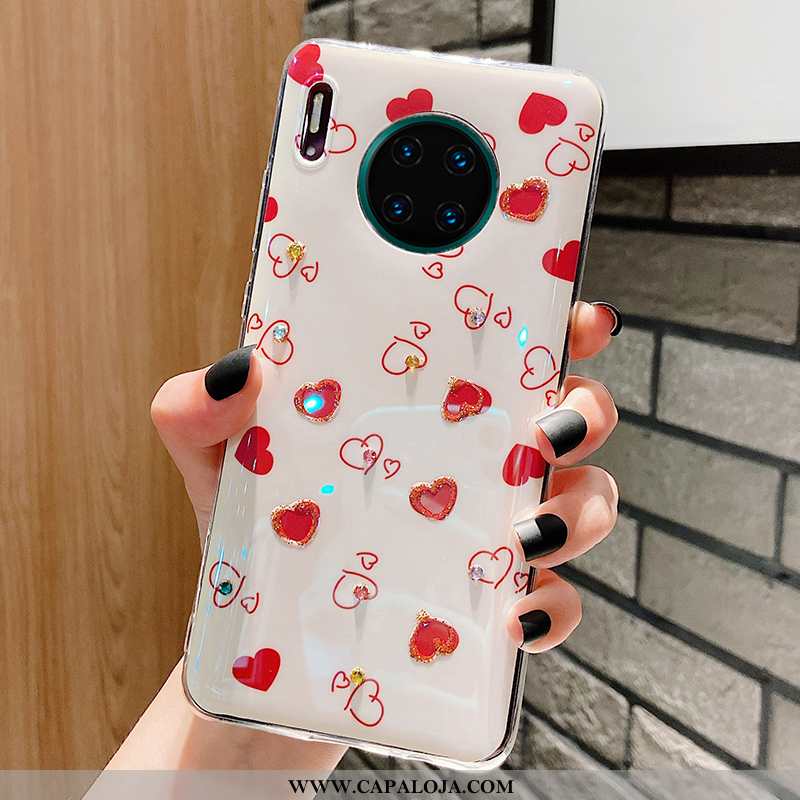 Capas Huawei Mate 30 Pro Silicone Coração Protetoras Telemóvel Branco, Capa Huawei Mate 30 Pro Tende