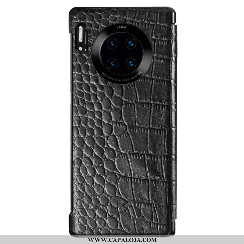 Capas Huawei Mate 30 Rs Couro Legitimo Cases Telemóvel Preto, Capa Huawei Mate 30 Rs Couro Promoção