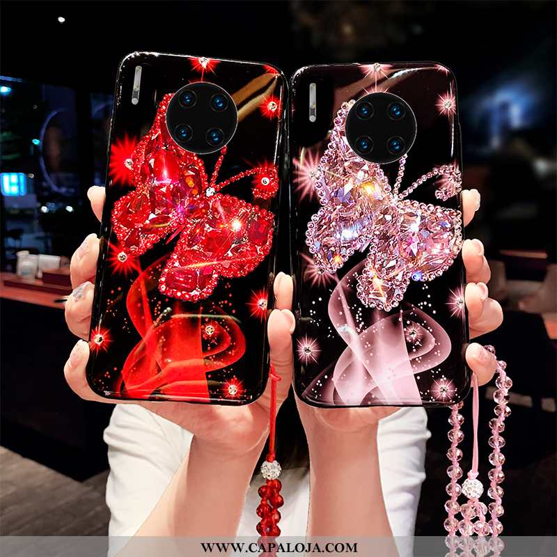 Capas Huawei Mate 30 Silicone Feminino Vermelha Cordao Vermelho, Capa Huawei Mate 30 Strass Comprar