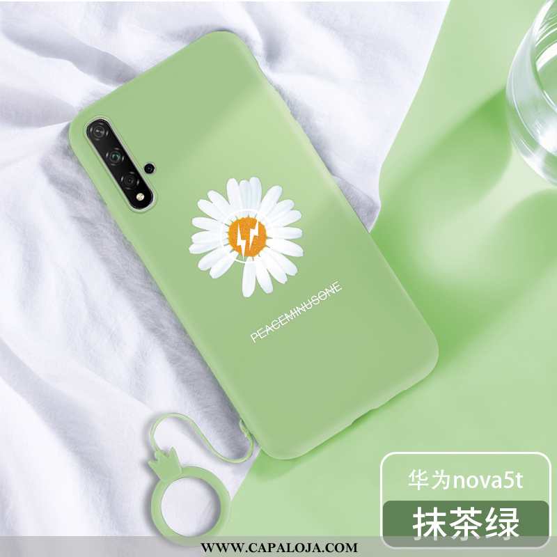 Capas Huawei Nova 5t Protetoras Crisântemo Soft Verde, Capa Huawei Nova 5t Silicone Promoção